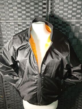 Original Deluxe Black Bomber Jacket with Orange Lining